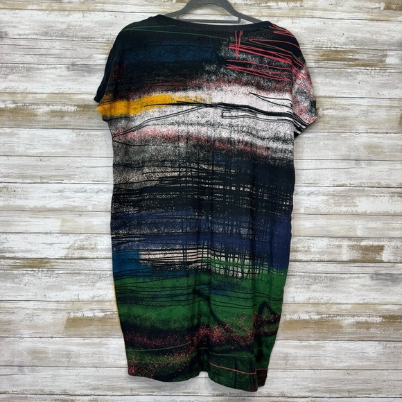 Veronique Miljkovitch Tee Dress Women’s Short Sleeve Black / Multicolor Large - Picture 4 of 8